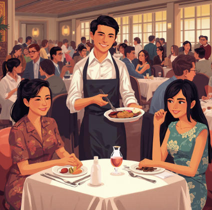 Hotel food service employee serving guests where food handler certification tracking is managed with RenewAlert